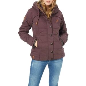 Ladies NAKETANO "Breakfast Club III" winter jacket in plum purple sz Small EUC